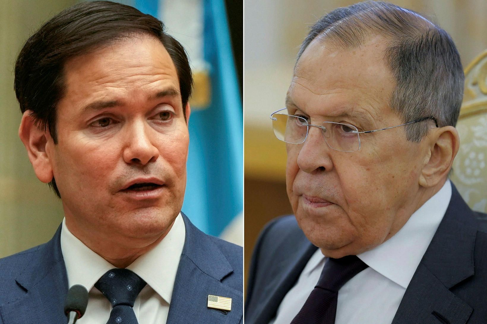 Marco Rubio og Sergei Lavrov í Ríad í dag.