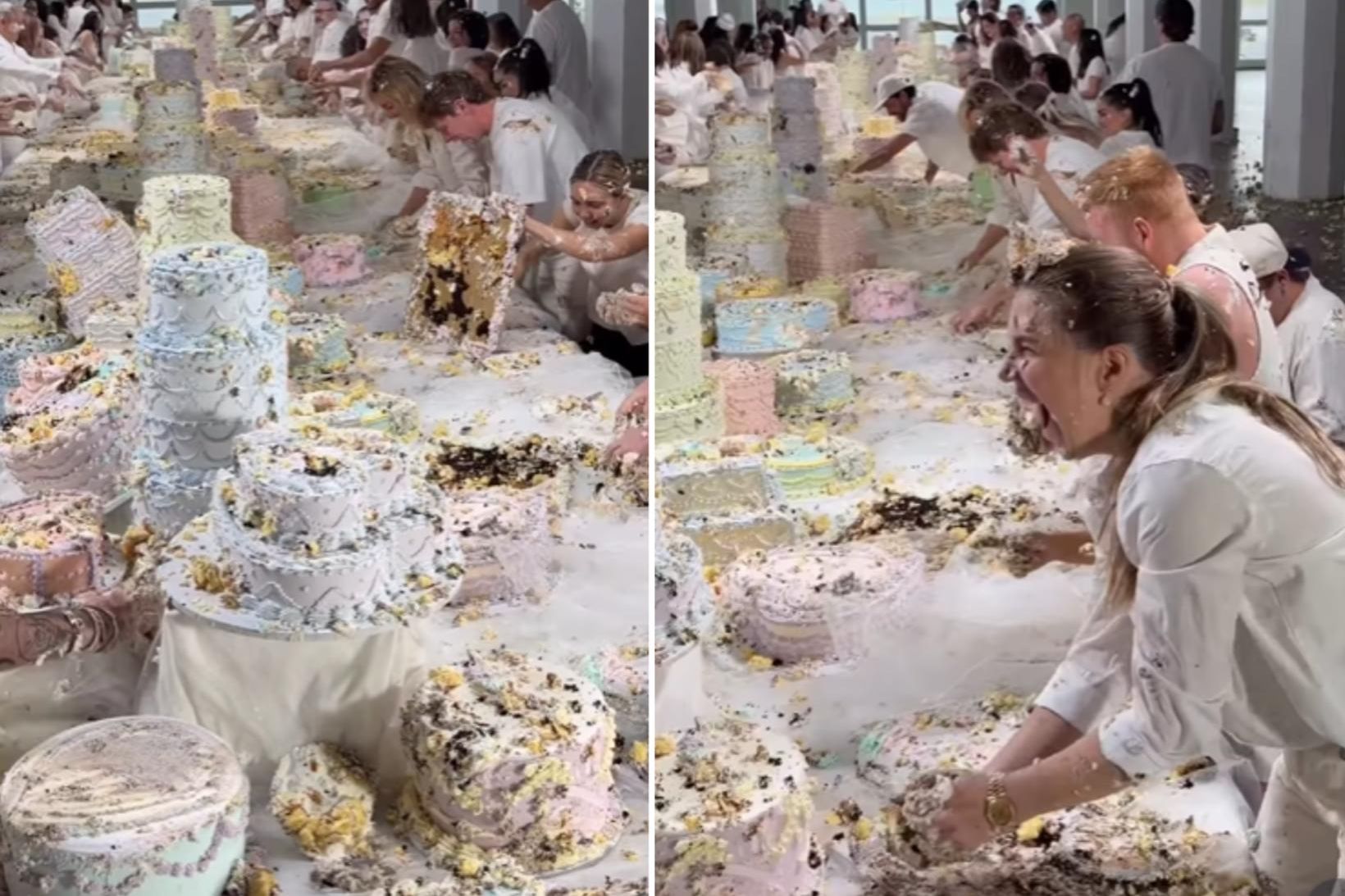 Listgjörningurinn endaði í kökuslag!