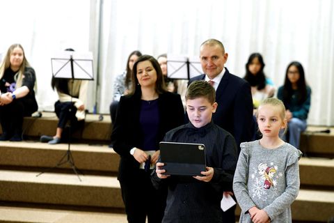 President Guðni Th. Jóhannesson and First Lady Eliza Reid attended the opening of the reading contest.