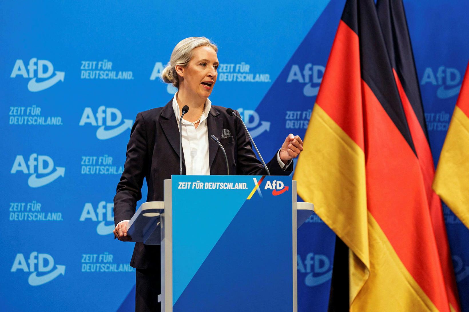 Alice Weidel er annar formaður AFD og kanslaraefni flokksins.