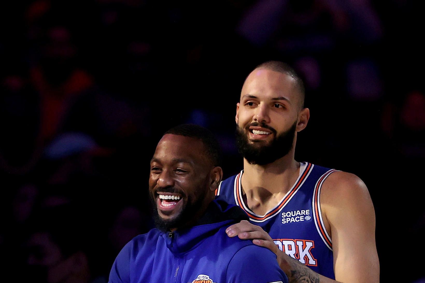 Kemba Walker og Evan Fournier fyrir leik í nótt.