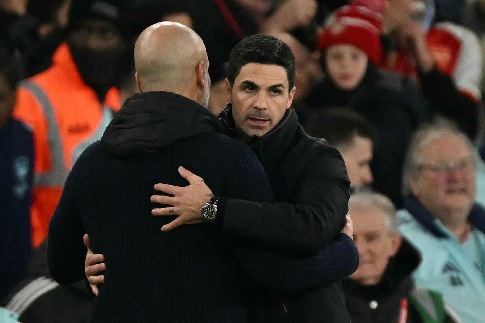 Pep Guardiola og Mikel Arteta.