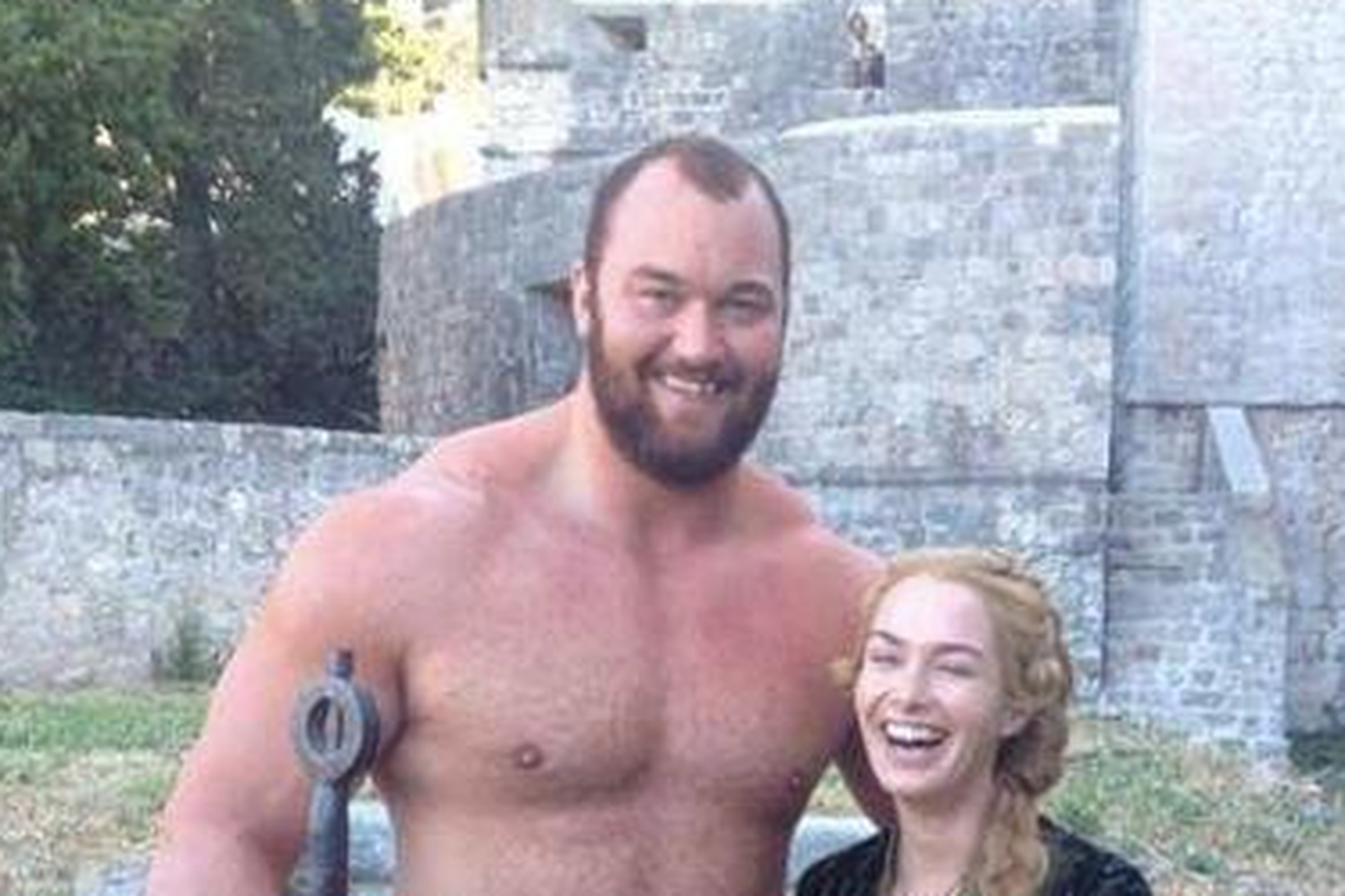 Lana Headey ásamt Hafþóri Júlíusi sem leikur The Mountain í …