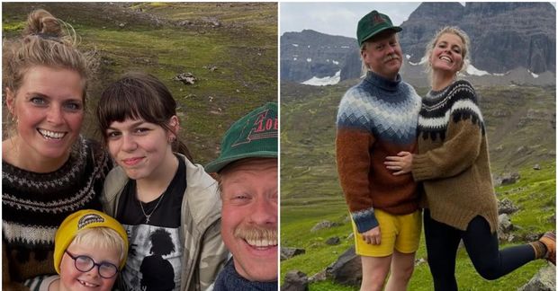Ása Berglind Hjálmarsdóttir ásamt börnum sínum og eiginmanni.