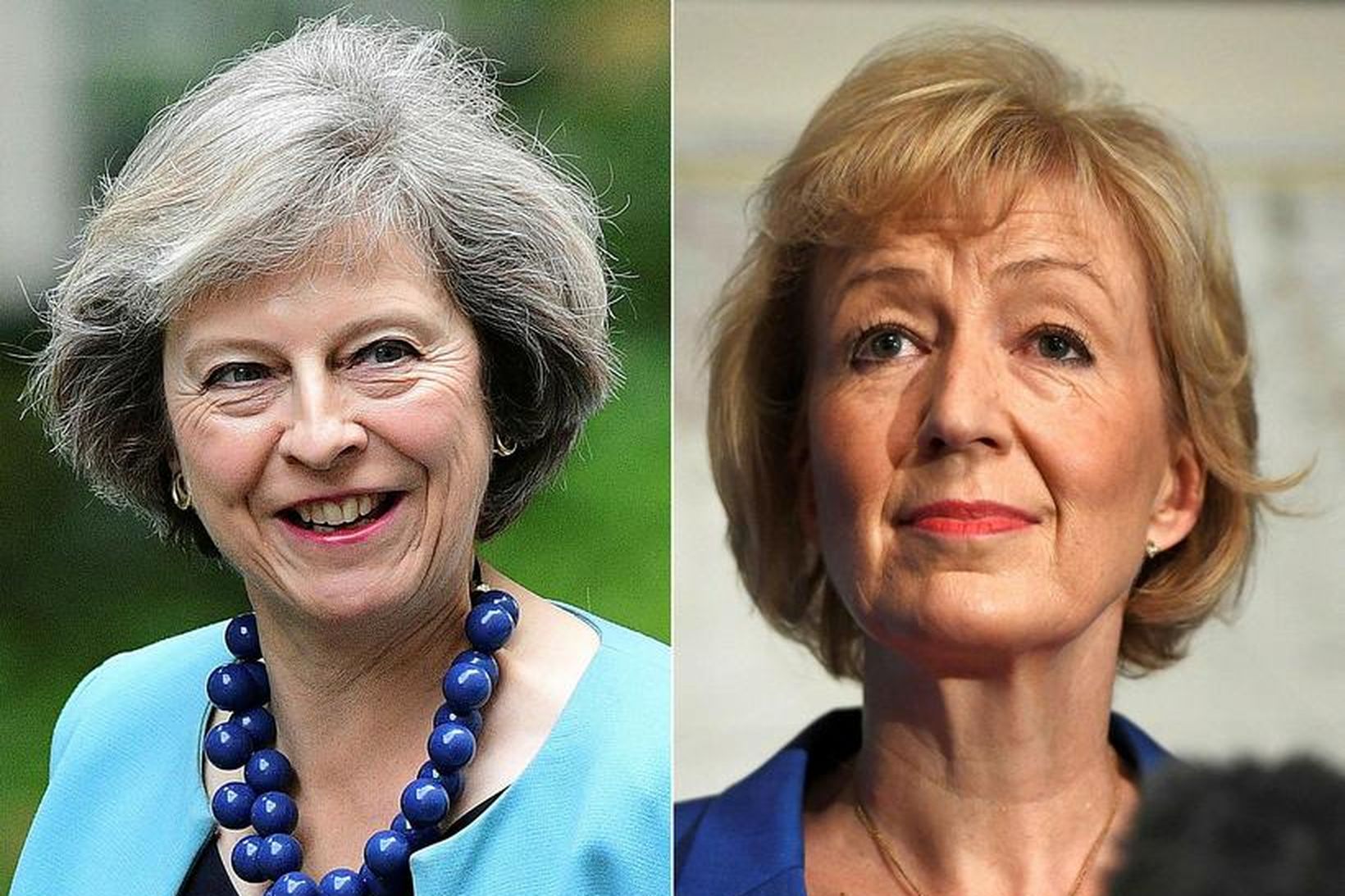 Theresa May (t.v.) og Andrea Leadsom (t.h.) keppast um embætti …
