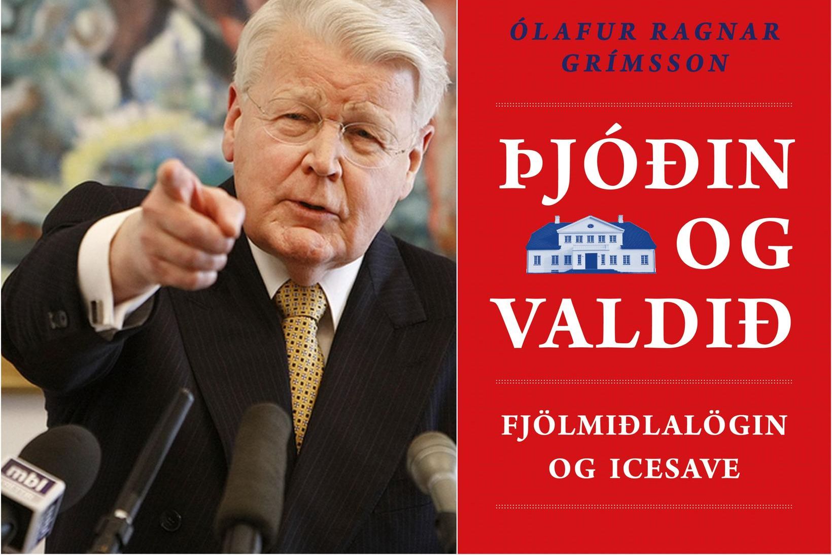 Ólafur Ragnar Grímsson, forseti Íslands, og kápa nýju bókarinnar.