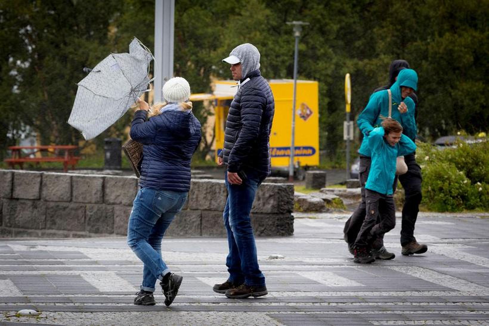 Fólk fékk að kenna á lægðinni, sem gekk yfir sunnanvert …