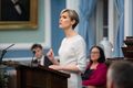 Lýðræði Kristrún Frostadóttir sagði stöðuna sem upp er komin á þinginu vera alvarlega fyrir lýðræðið.