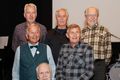 Á æfingu Piltarnir hafa rifjað upp gamla takta að undanförnu. Þorsteinn Eggertsson fremstur, Guðmundur Haukur Jónsson og Gunnar Guðjónsson í miðjunni og Gunnar Ringsted, Ari Jónsson og Vignir Bergmann aftast.