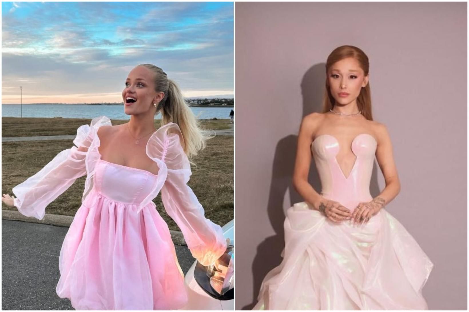 Söngkonan Sigga Ózk og Ariana Grande sem leikur aðalhlutverkið Glinda …