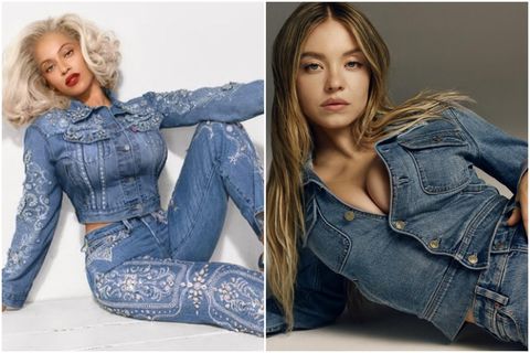 Söngkonan Beyoncé og leikkonan Sydney Sweeney.