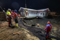 Björgunarfólk að störfum í Grindavík í janúar síðastliðnum.