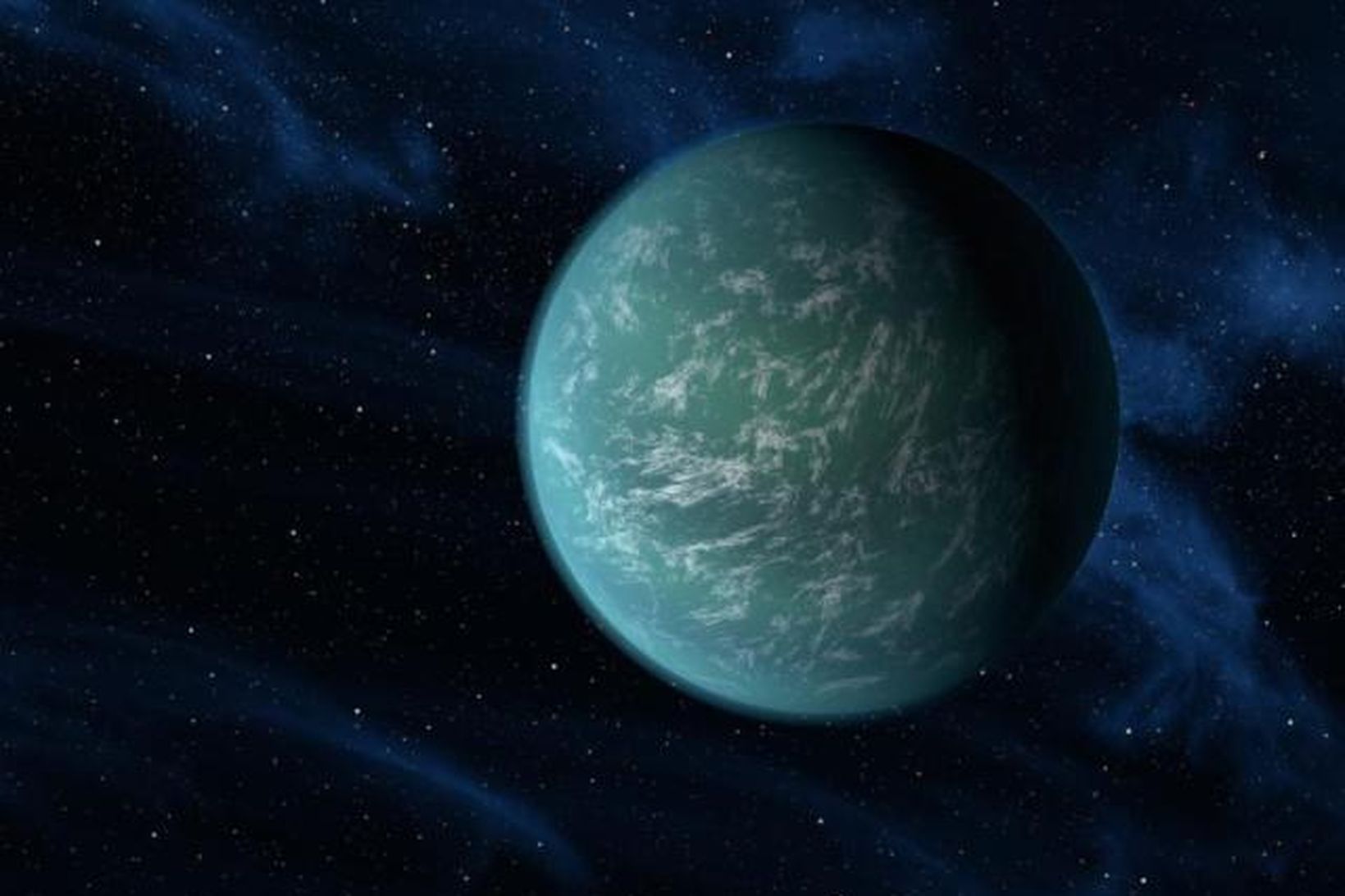 Tölvumynd af plánetunni Kepler 22b.