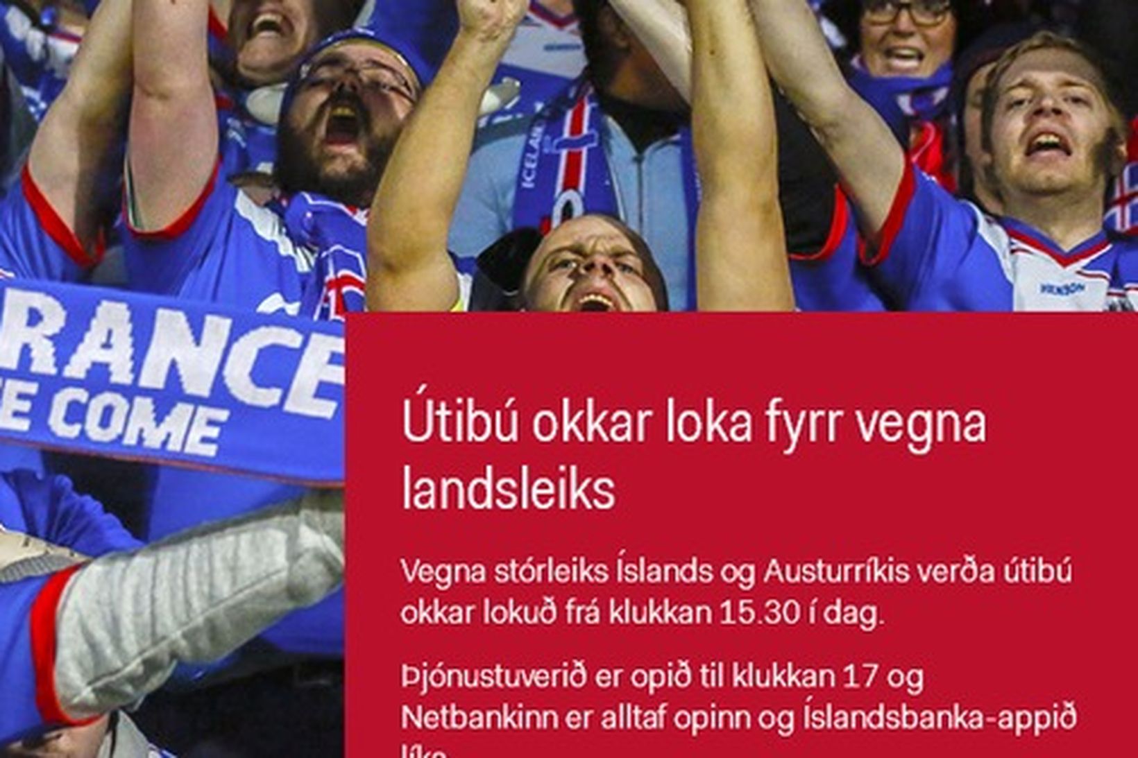Útibúum Íslandsbanka og Arion banka verður lokað snemma í dag.