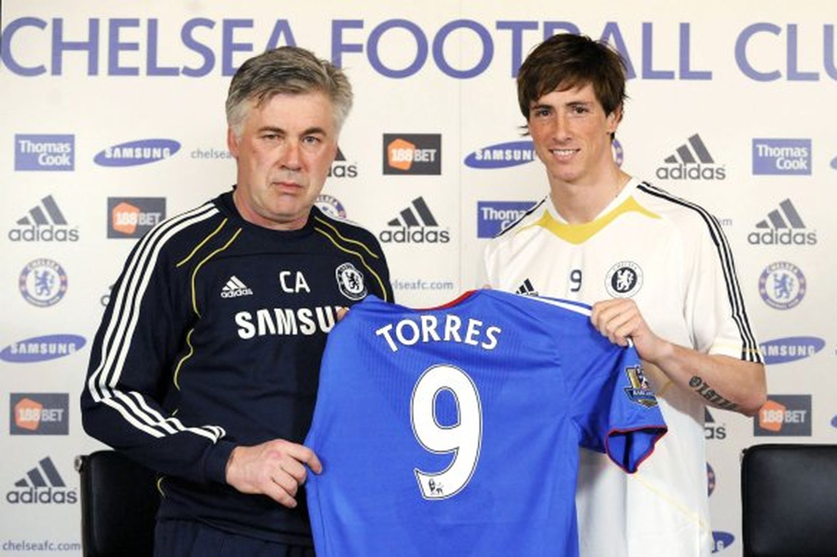 Carlo Ancelotti og Fernando Torres.