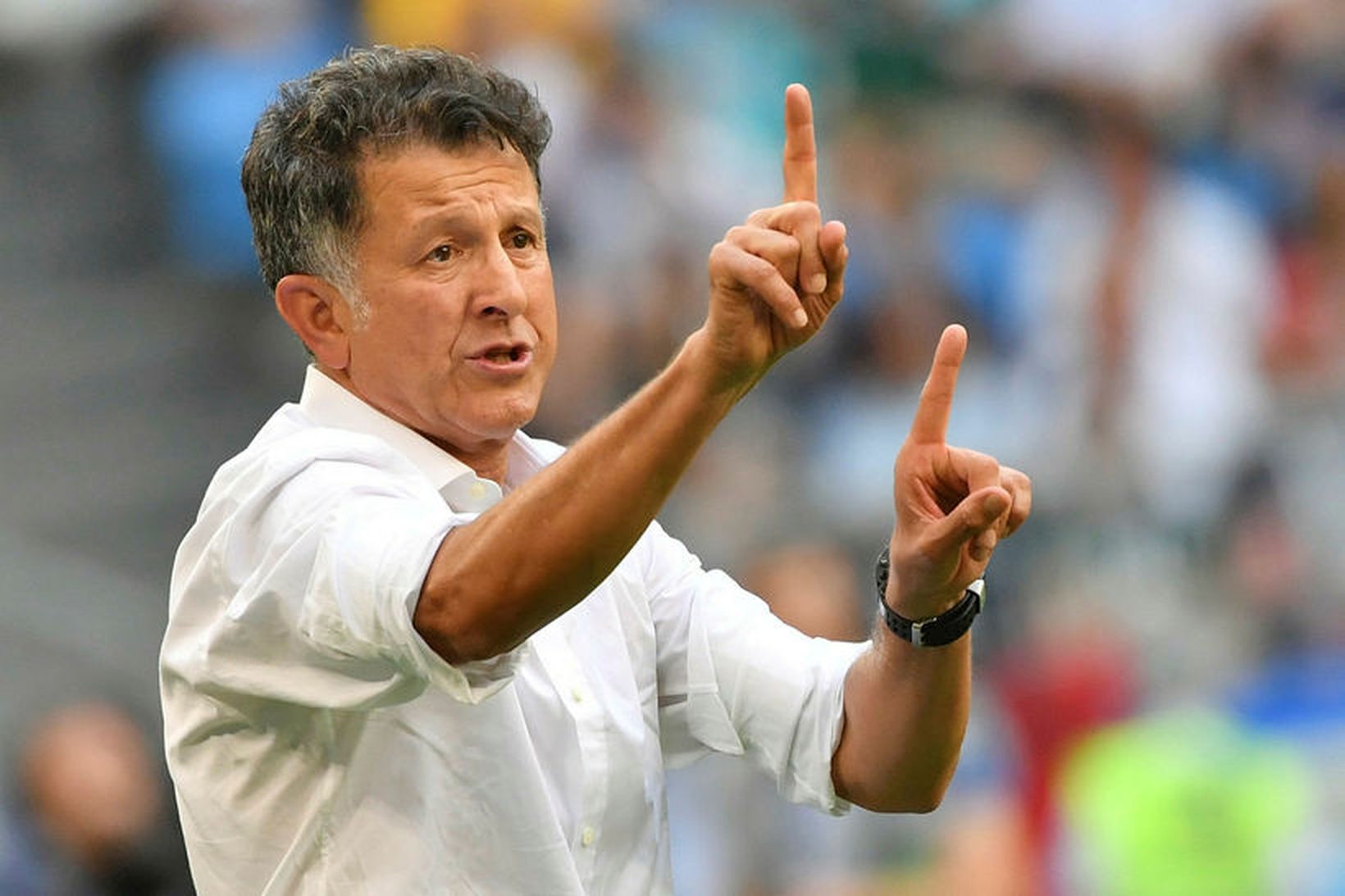 Juan Carlos Osorio á hliðarlínunni í Rússlandi í sumar.