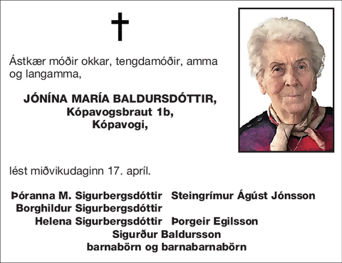 Jónína María Baldursdóttir,