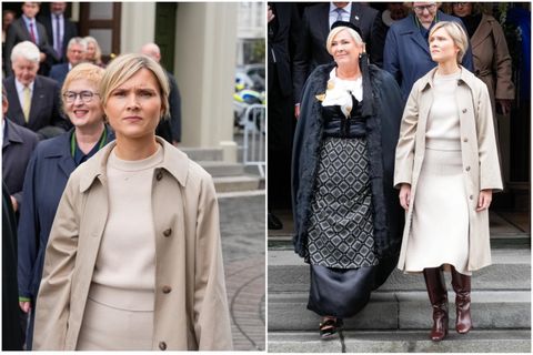Ljós prjónaföt urðu fyrir valinu hjá Kristrúnu á þjóðhátíðardaginn sjálfan.