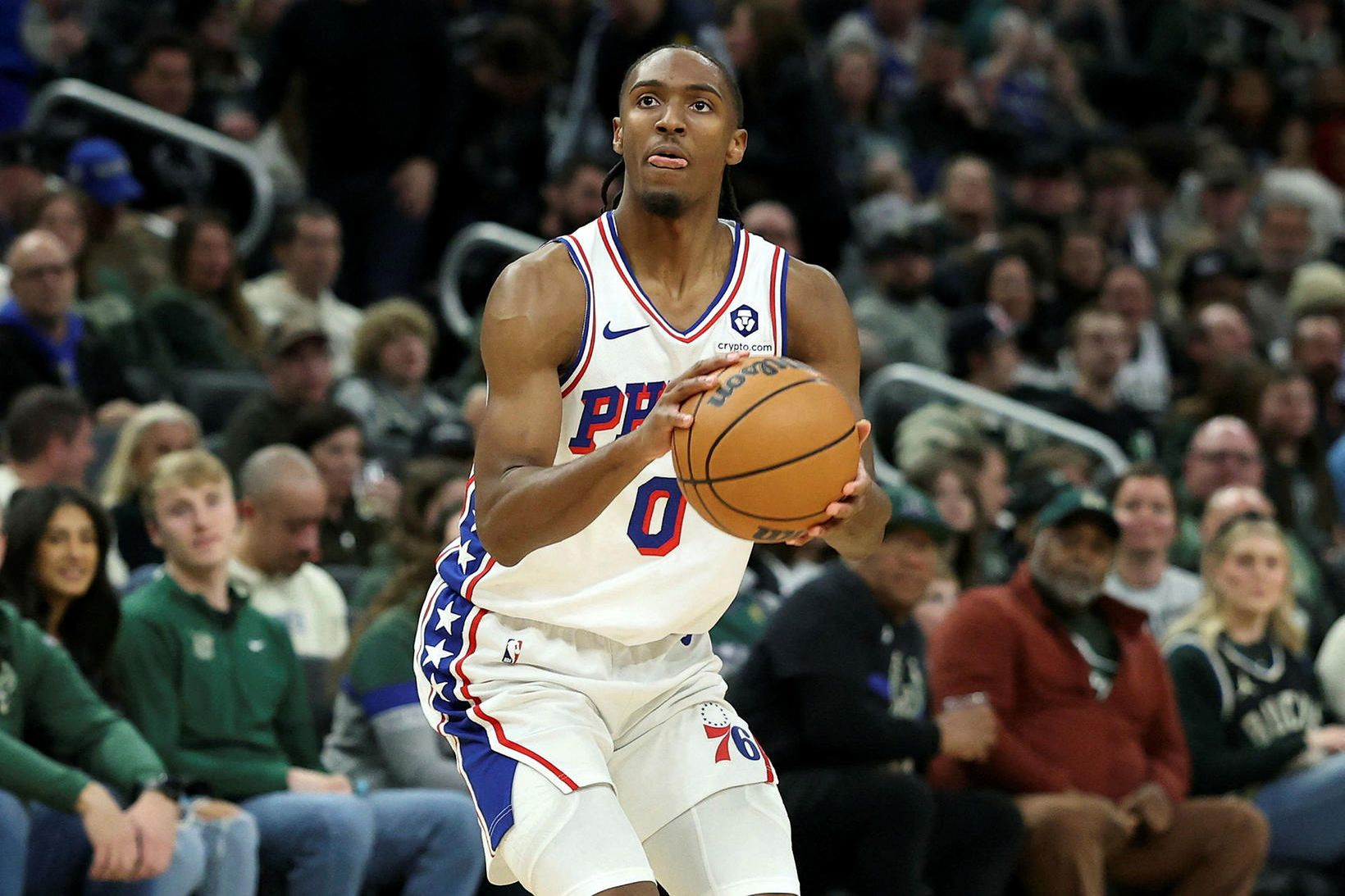 Tyrese Maxey var flottur í liði Philadelphia 76ers í nótt.