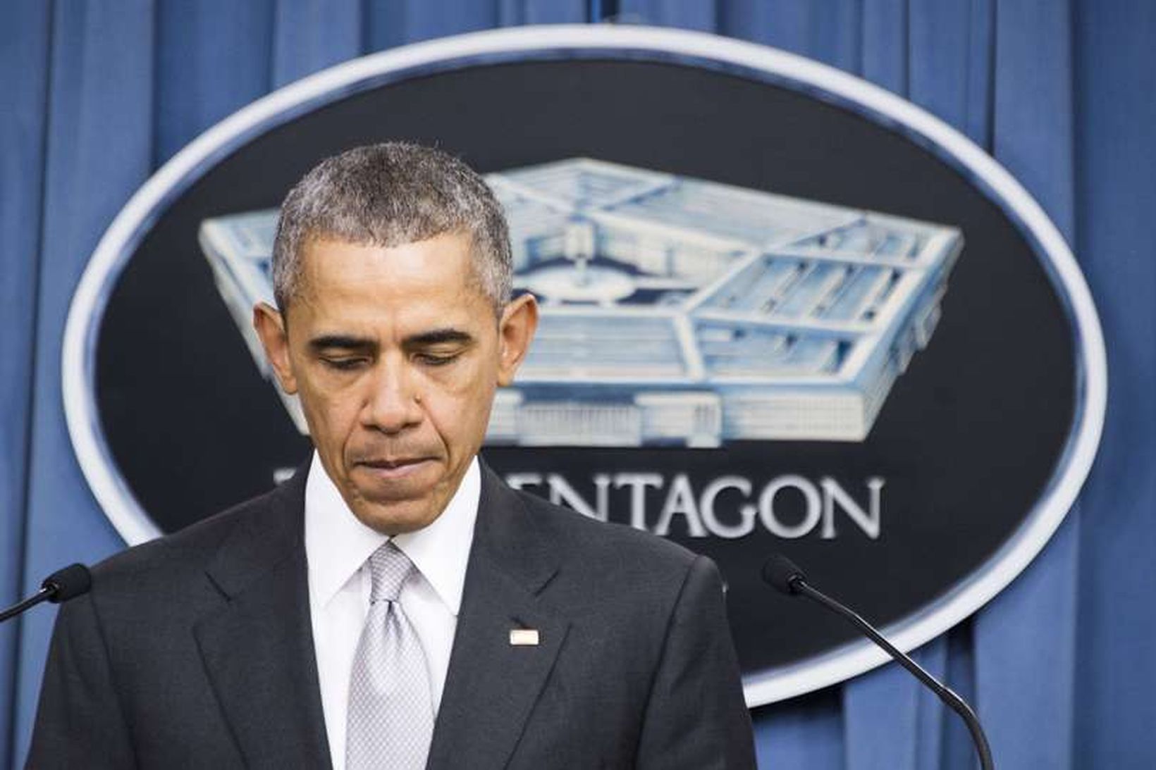 Obama átti fund með hernaðar- og öryggisráðgjöfum sínum í Pentagon …