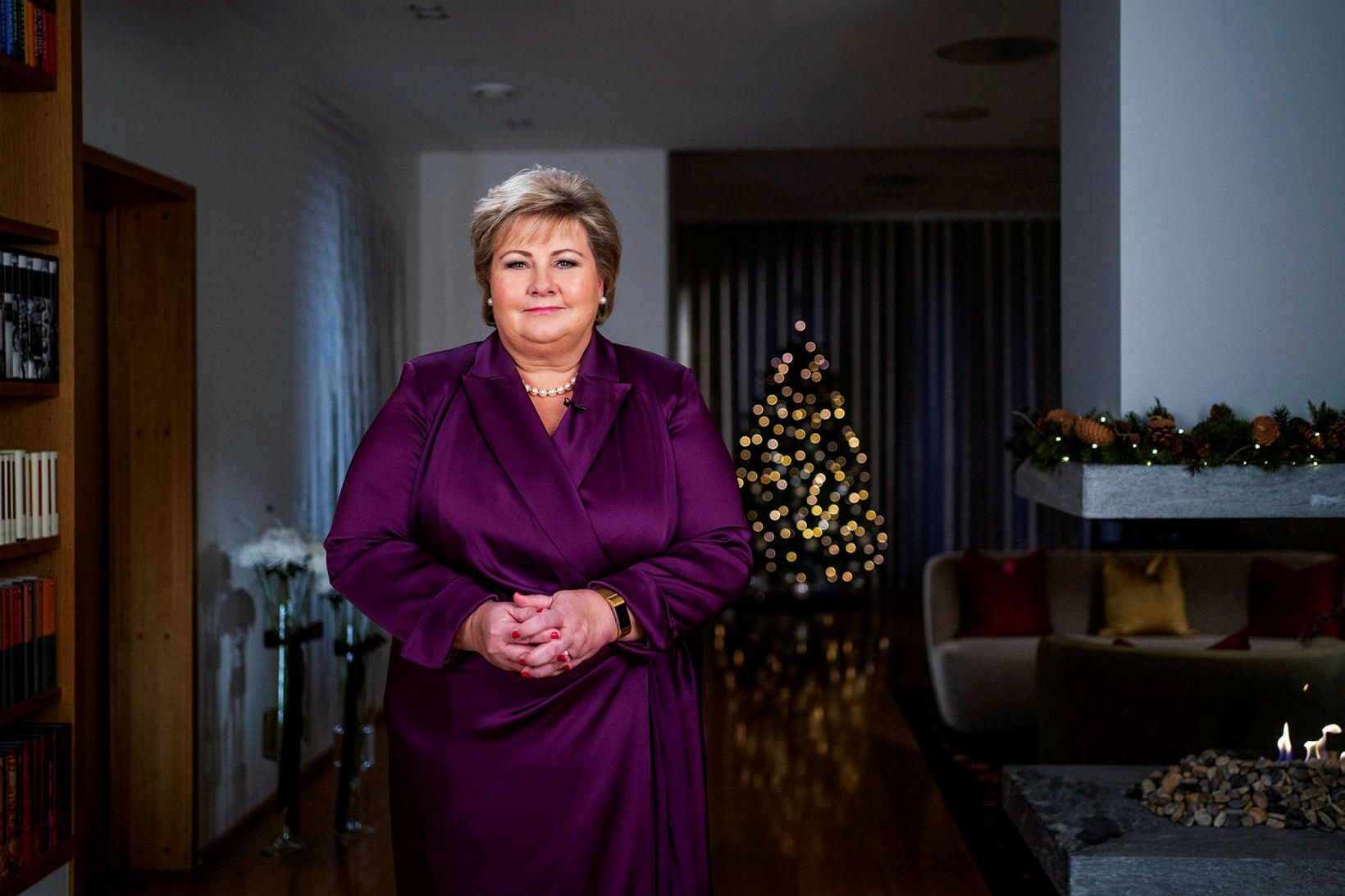 Erna Solberg, forsætisráðherra Noregs, við áramótaávarp sitt.