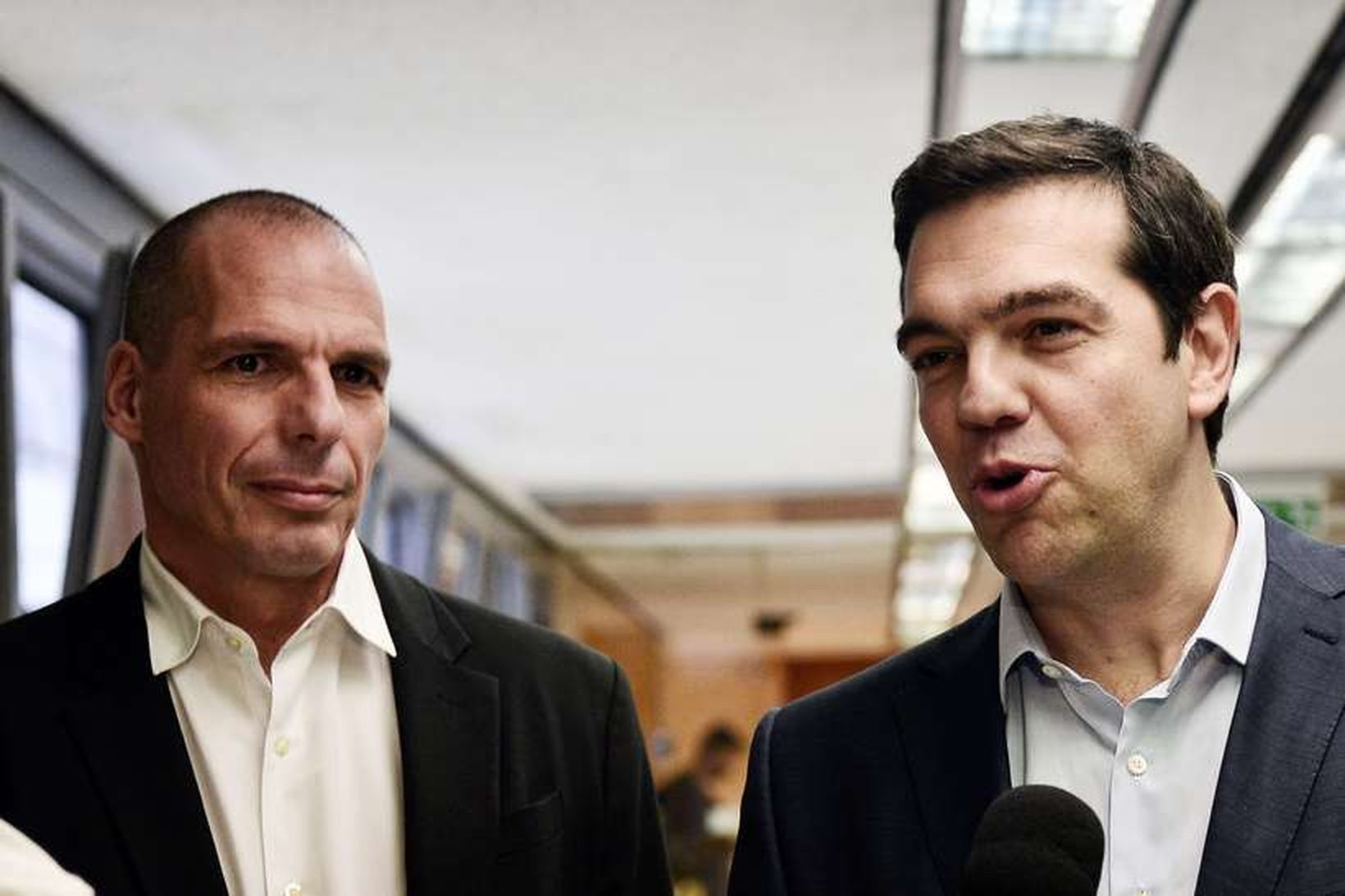 Yianis Varofakis, fjármálaráðherra Grikklands, og Tsipras forsætisráðherra.