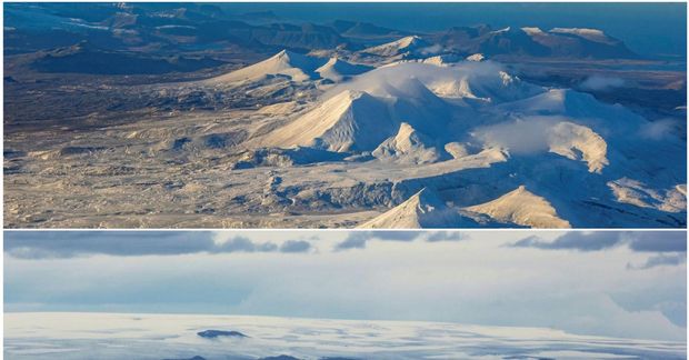 Ljósufjöll á Snæfellsnesi og Hofsjökull.