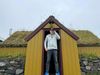 Here Ted is standing in the doorway of the so-called "Sæluhús", built by Örlygur Kristfinnsson with hand-carved stones like the old turf farms. He likes to stay there.