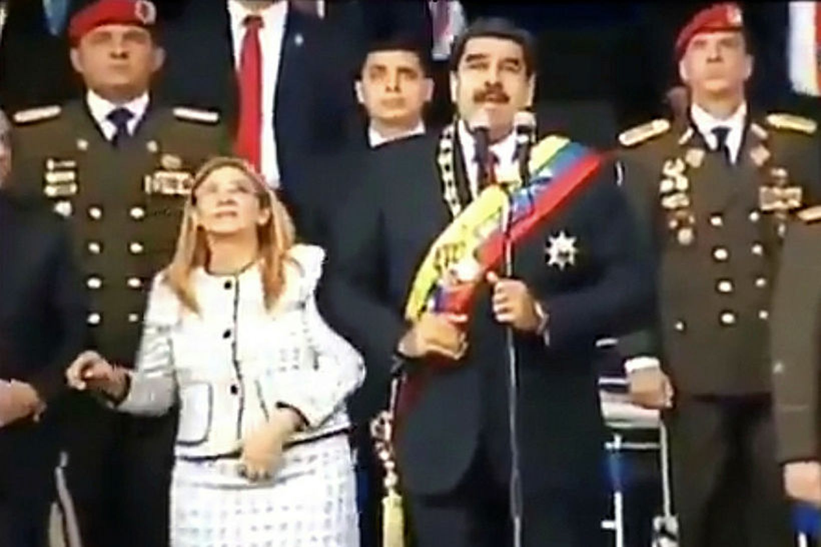 Skjáskot úr útsendingu ríkissjónvarps Venesúela, þar sem Nicolas Maduro Venesúelaforseti …