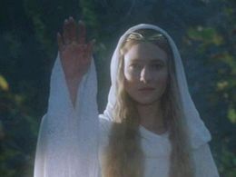 Galadriel, the Lady of Lórien as she appears in Peter Jackson's film version of Tolkien's …