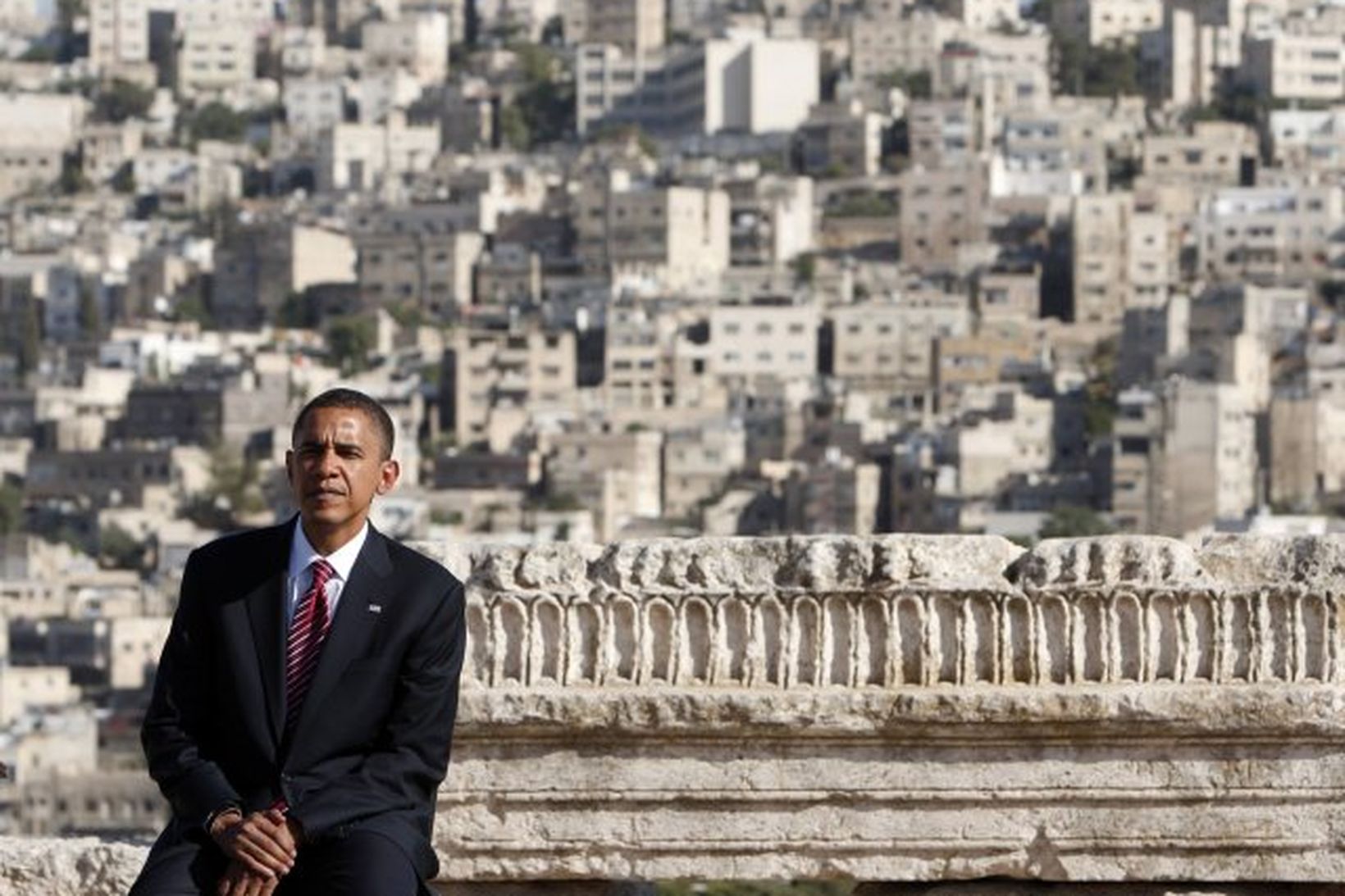 Barack Obama í Amman í Jórdaníu í dag.