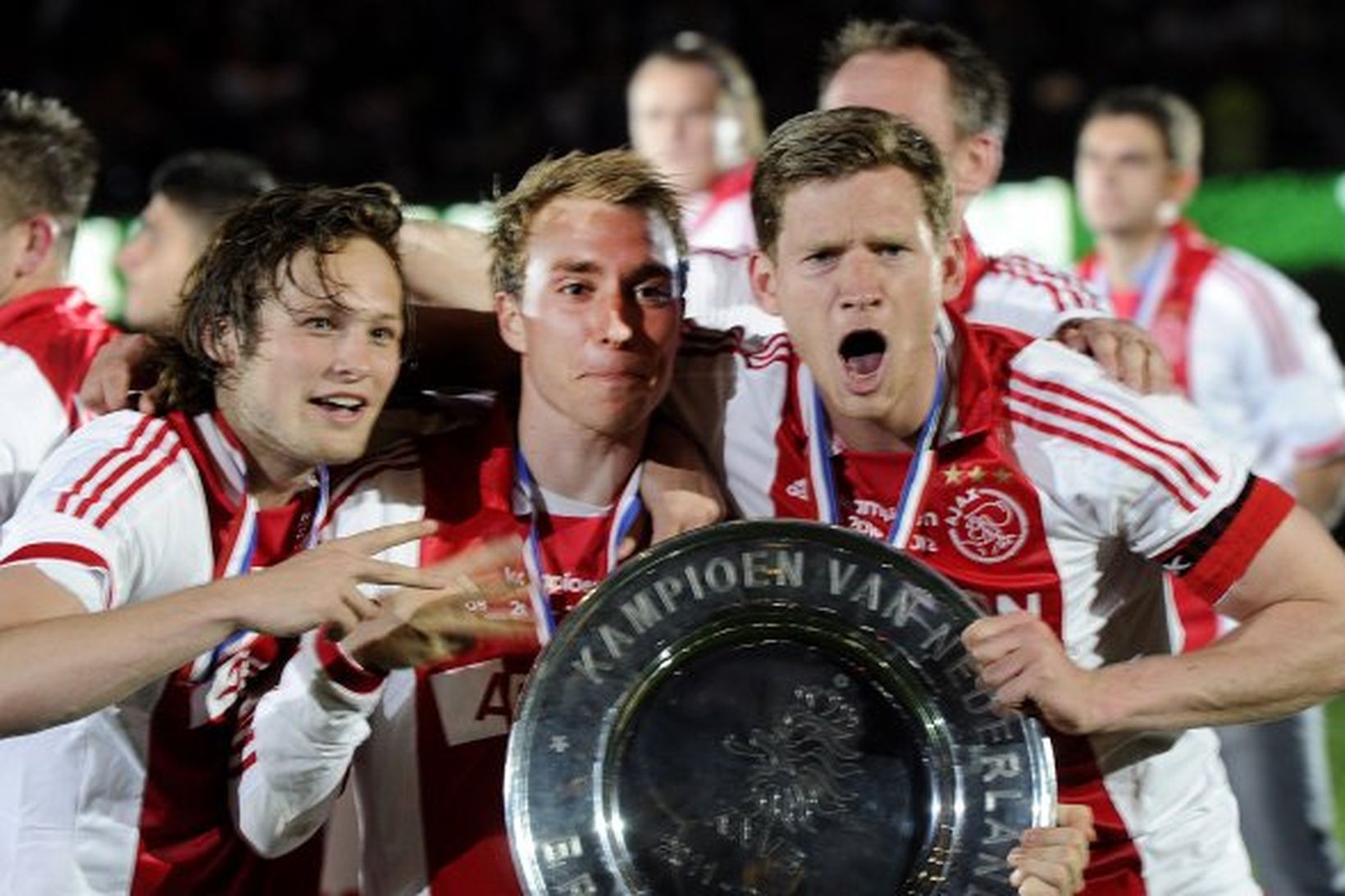 Daley Blind og Christian Eriksen voru liðsfélagar hjá Ajax fyrir …
