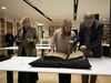 From the left: Guðrún Nordal, director of the Árnastofnun, Lilja Alfreðsdóttir, and Guðvarður Már Gunnlaugsson admire a manuscript in Edda.