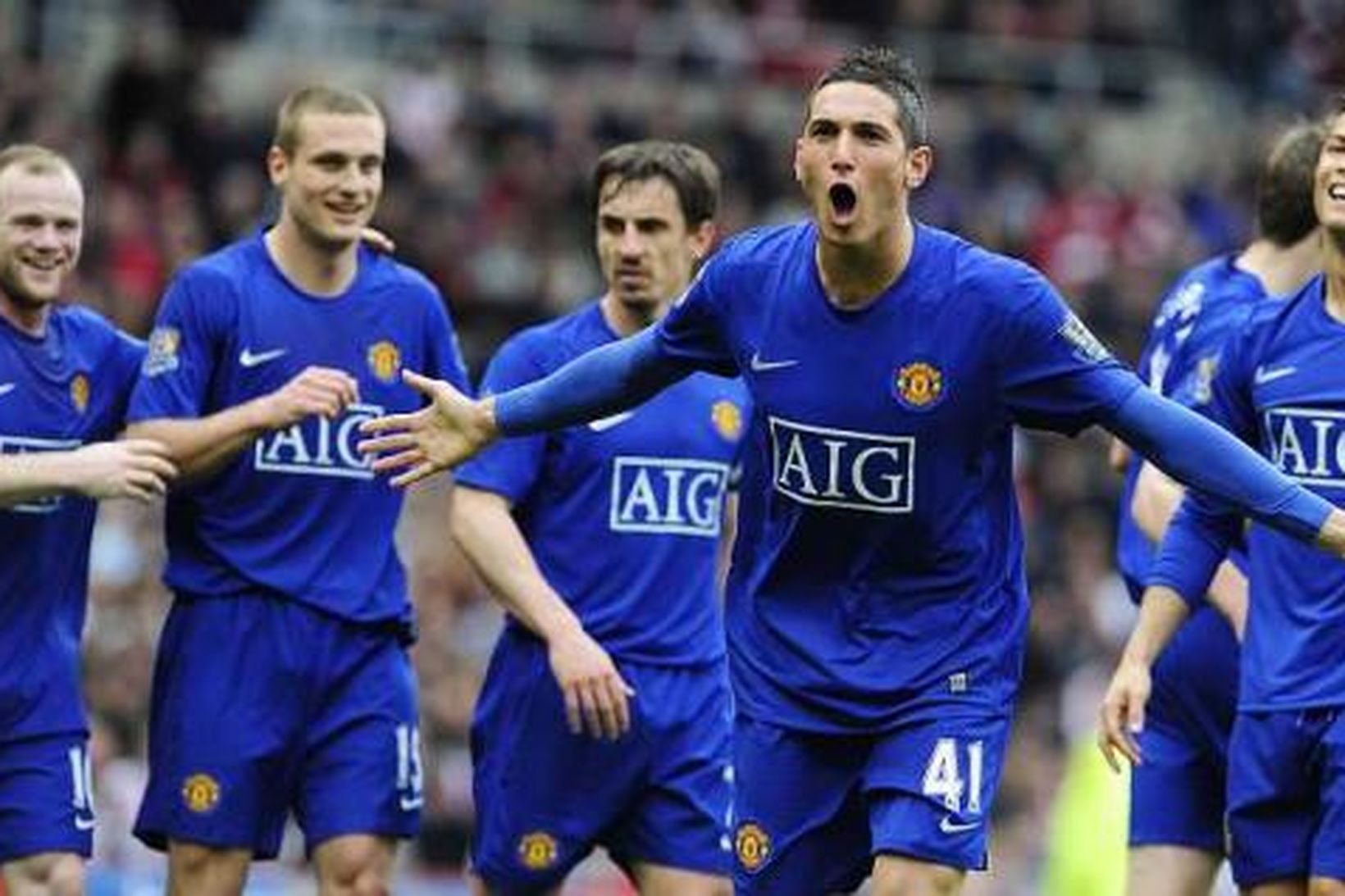 Macheda fagnar sigurmarkinu gegn Sunderland á laugardaginn.