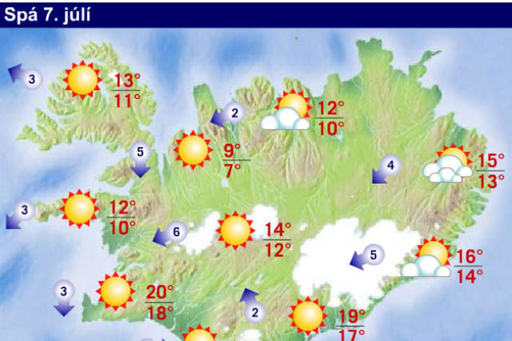 Útlit er fyrir sól og blíðu um mestallt land á …