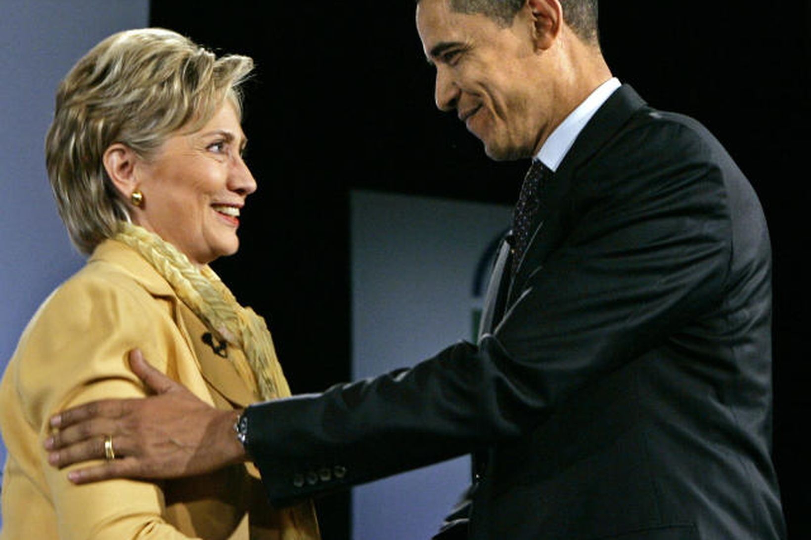 Hillary Clinton og Barack Obama.