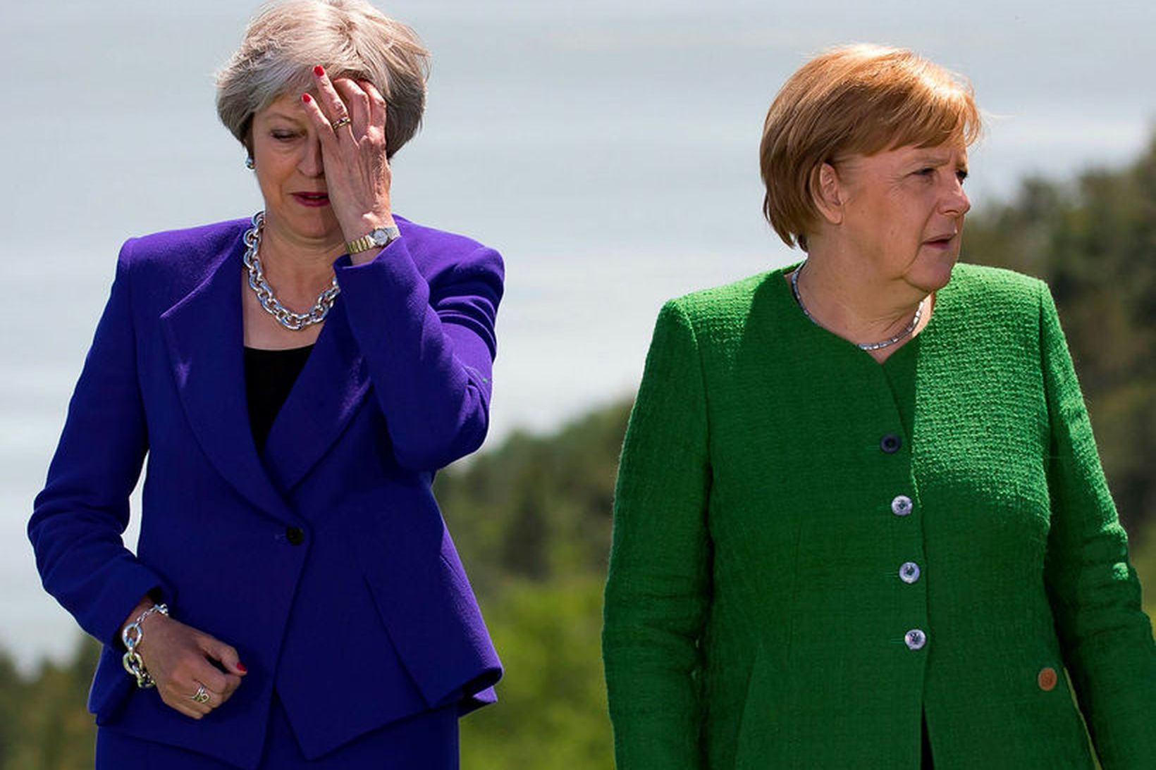Forsætisráðherra Bretlands,Theresa May, og kanslari Þýskalands, Angela Merkel, eru mótfallnar …
