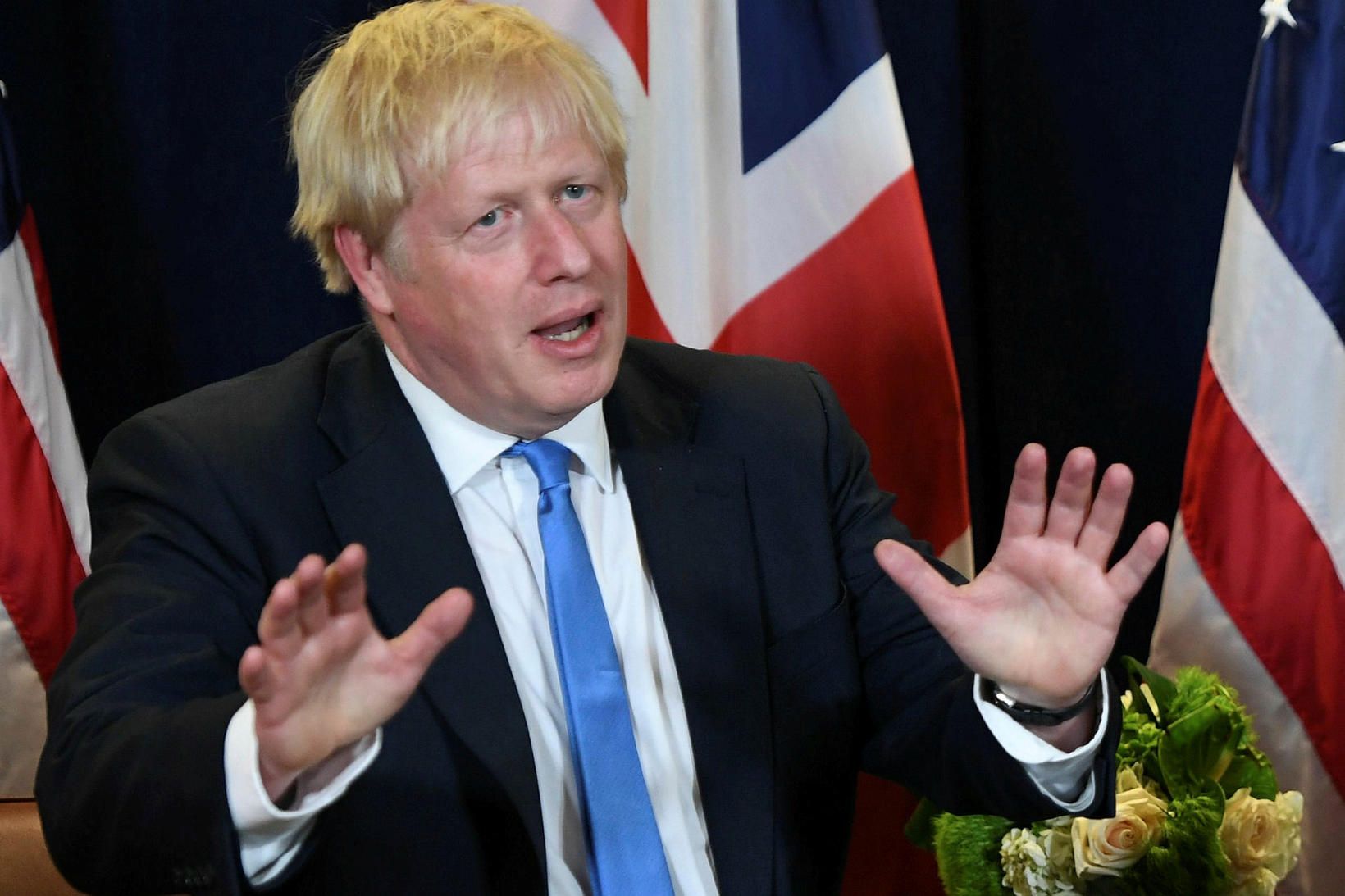Boris Johnson, forsætisráðherra Bretlands, á allsherjarþingi SÞ í dag.