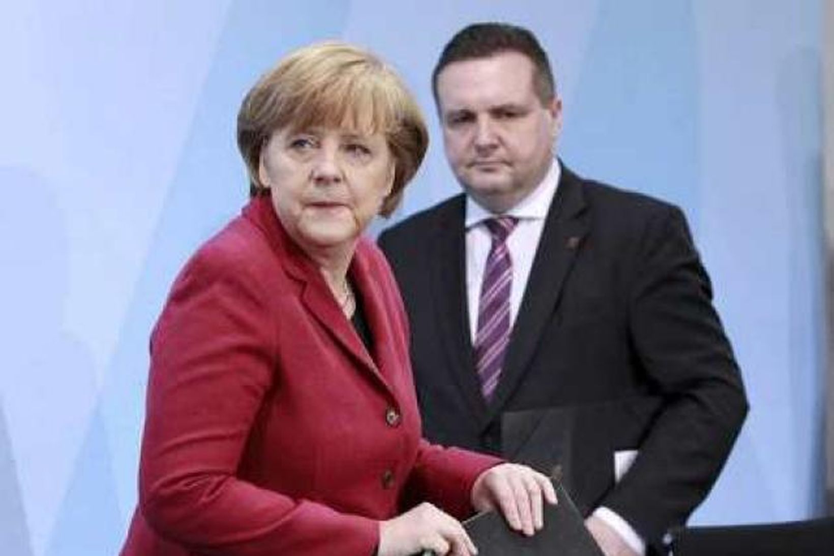 Angela Merkel og Stefan Mappus, forsætisráðherra Baden-W!ürttenberg, á blaðamannafundi í …