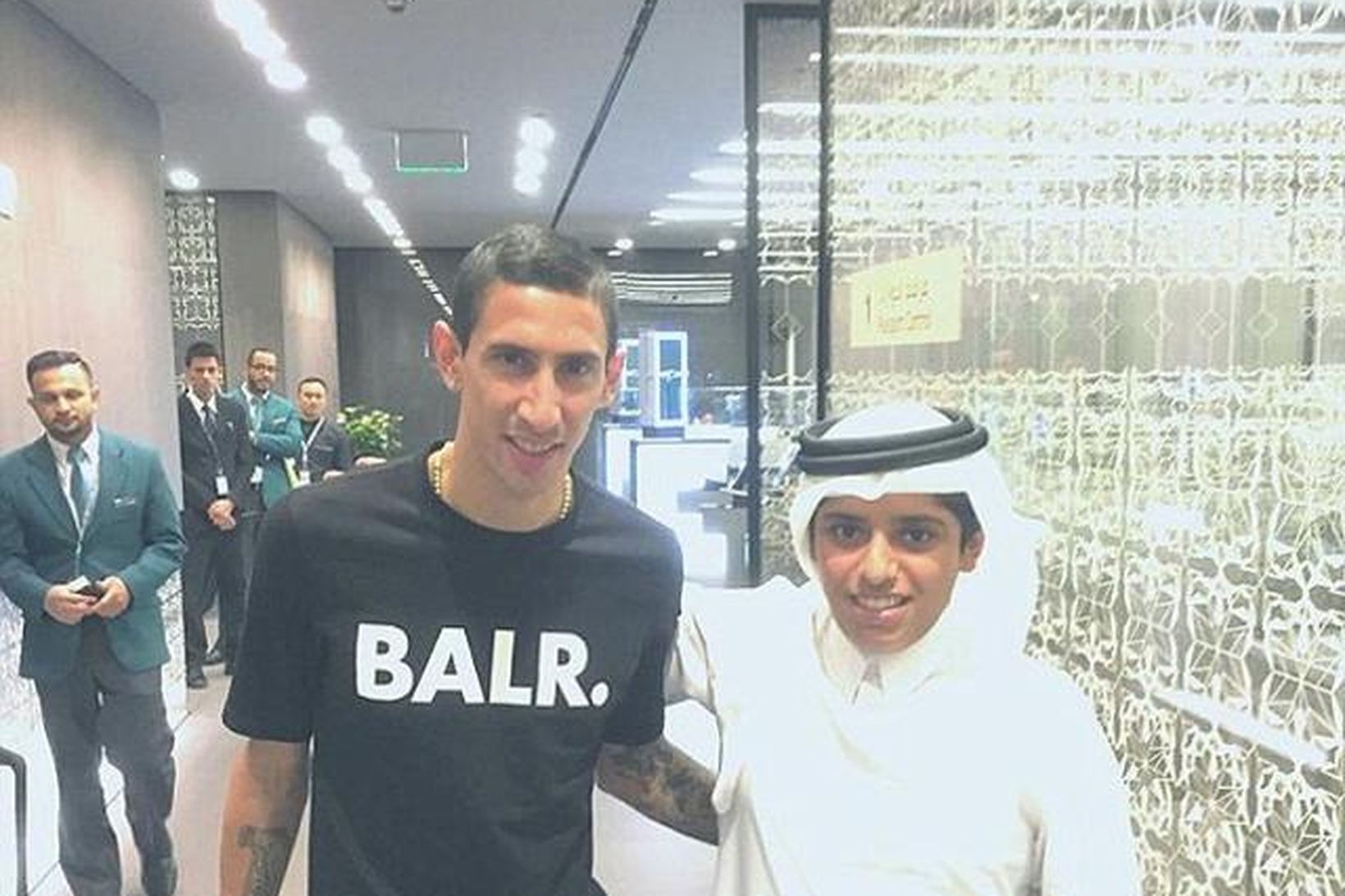 Angel Di Maria við komuna í Doha þar sem hann …