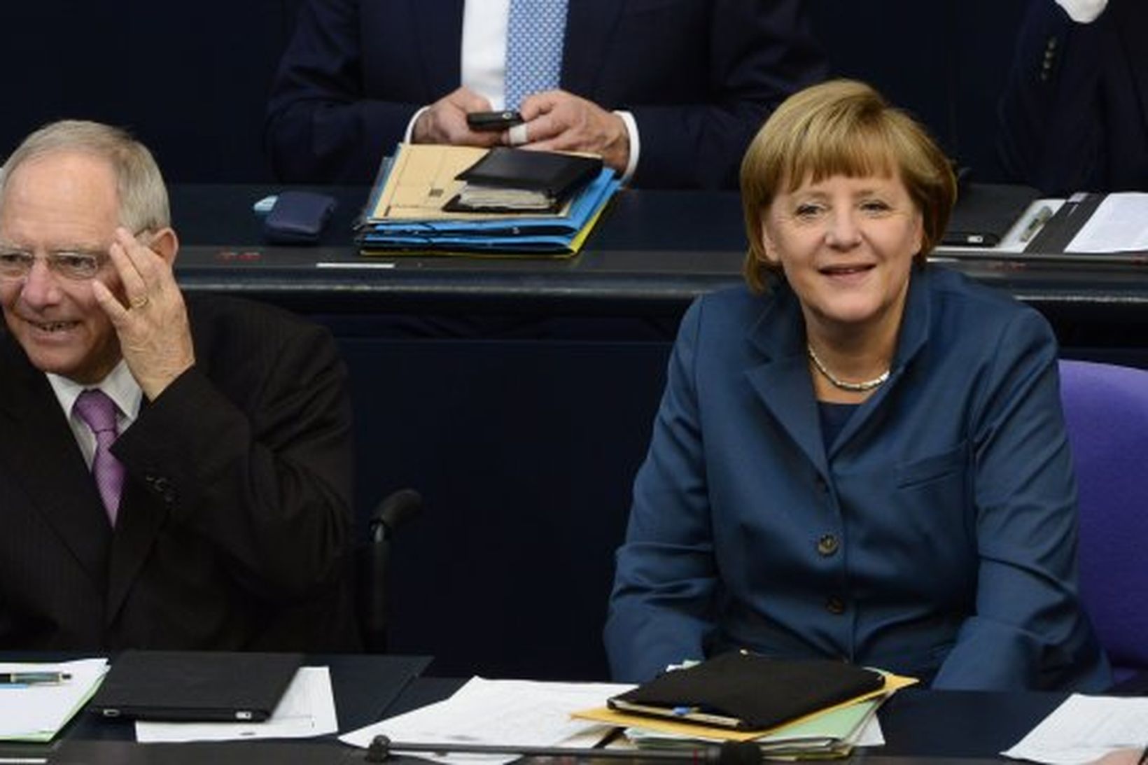 Wolfgang Schaeuble ásamt Angelu Merkel kanslara Þýskalands.