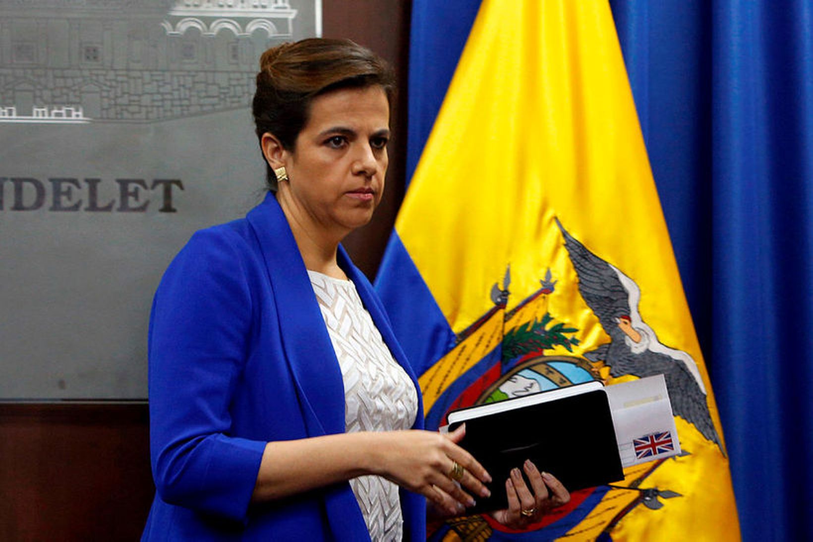 Maria Paula Romo, innanríkisráðherra Ekvador, greindi frá handtöku hins sænska …