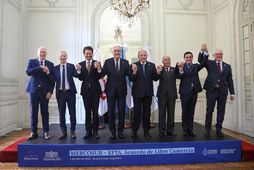 Fulltrúar Mercosur- og EFTA-ríkjanna voru léttir í lund eftir að samkomulagið var tilkynnt í dag.