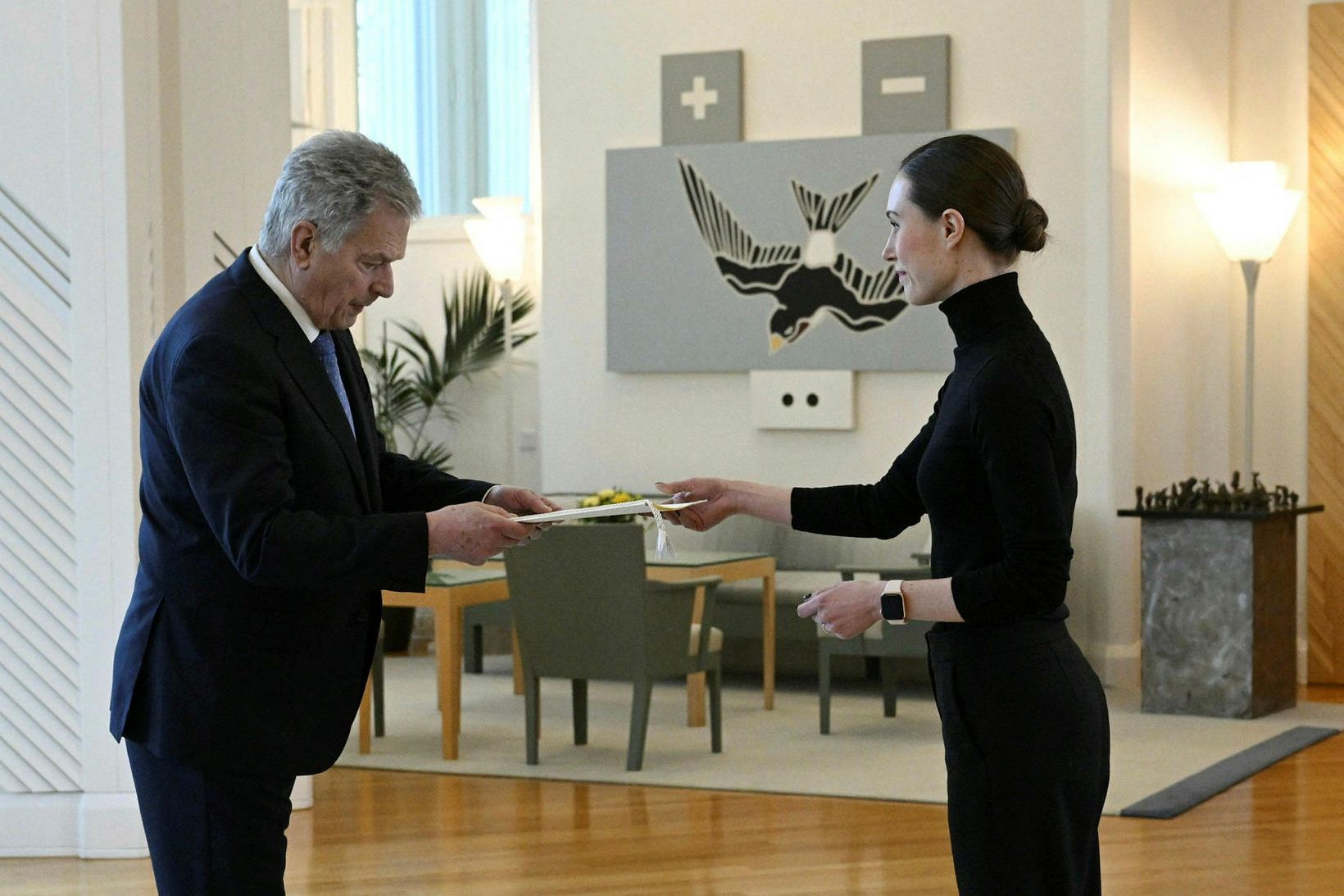 Sanna Marin gekk á fund Sauli Niinistö forseta í dag …