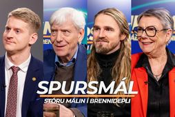 Ingvar Þóroddsson, Ragnar Árnason, Tryggvi Hjaltason og Jónína Óskarsdóttir eru gestir Stefáns Einars Stefánssonar í …