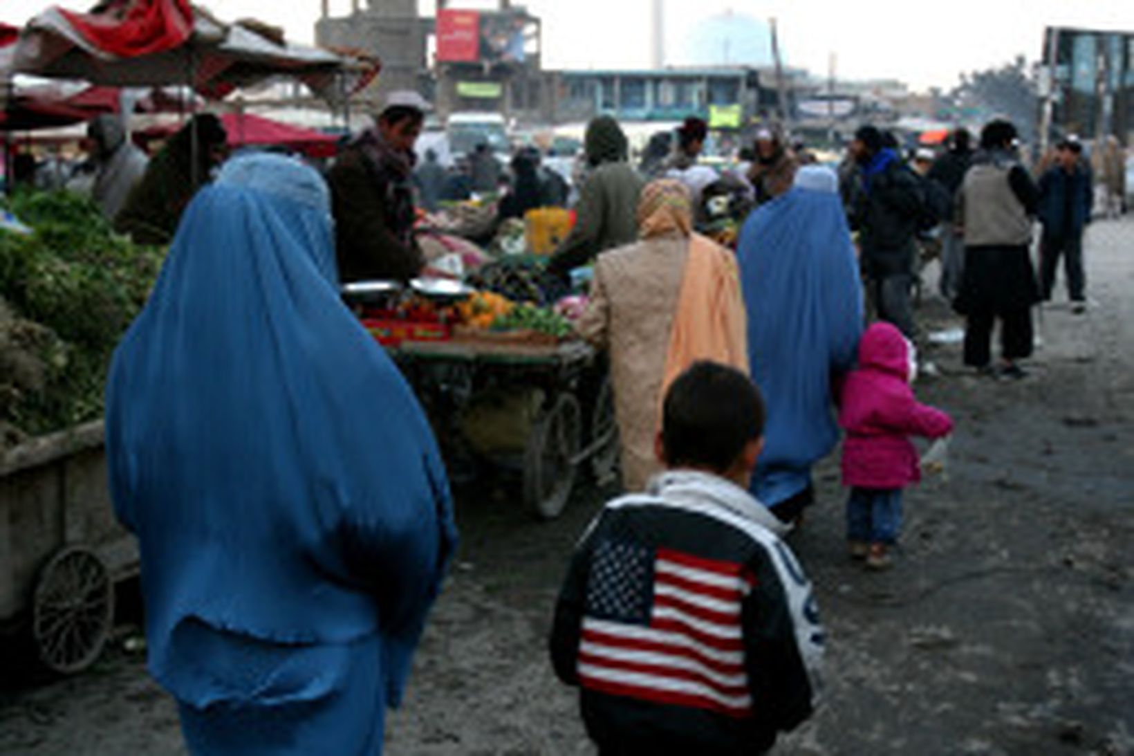 Götumynd frá Kabul, höfuðborg Afganistans