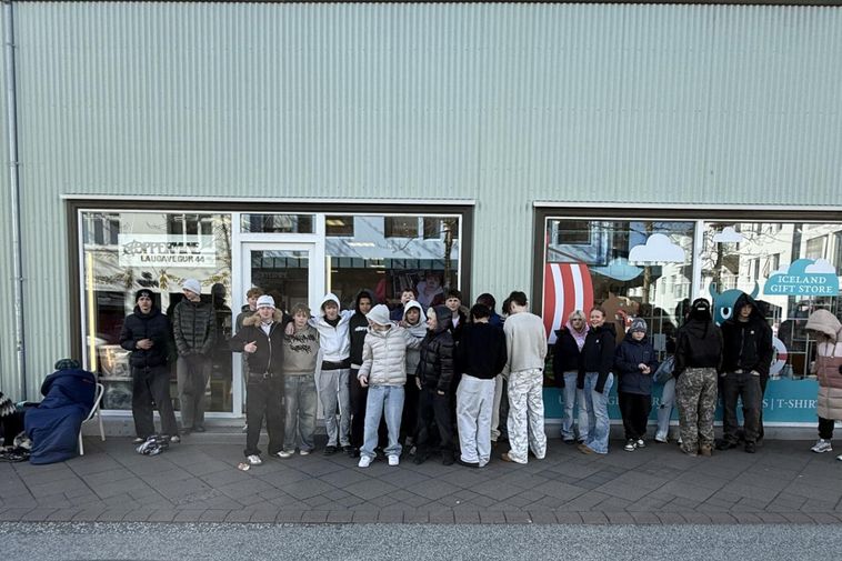 Pop-up streetwear sale draws a large queue in Reykjavík