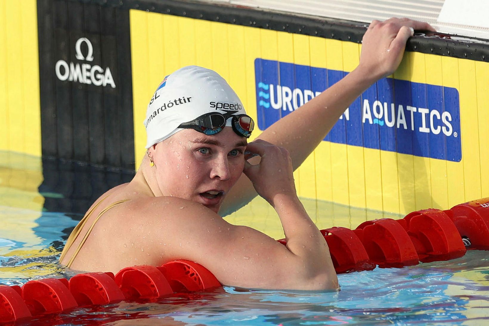 Snæfríður Sól Jórunnardóttir í lauginni í Belgrad.