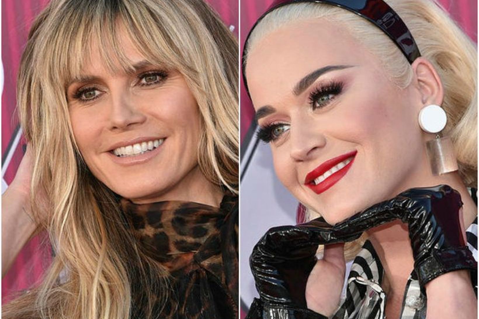 Þær Heidi Klum og Katy Perry hafa átt betri daga.