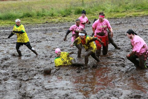 A spirited game of bog-football at a summer festival in the town of Ísafjörður.  The festivals would come in all shapes and sizes but have now been cancelled due to Covid-19.